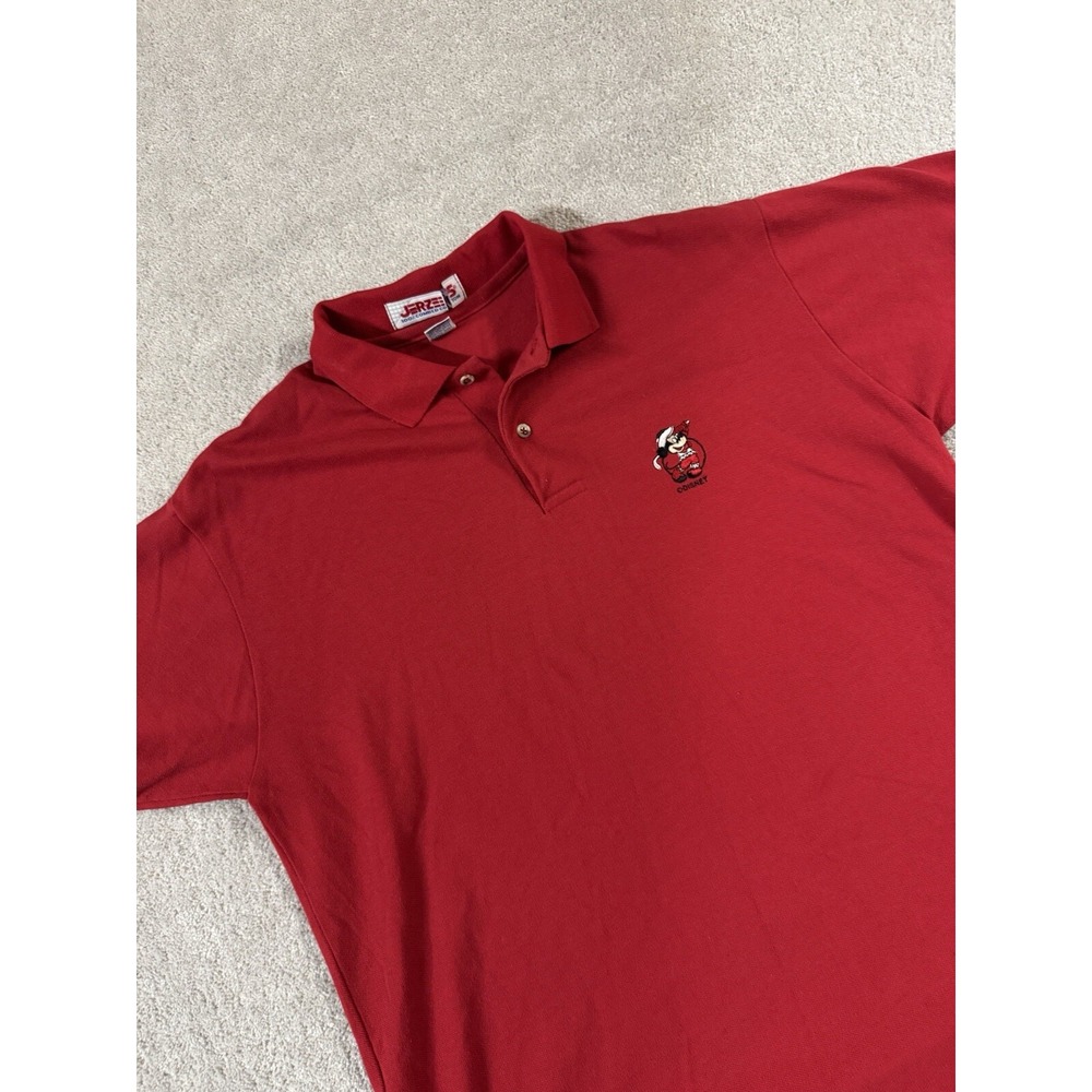Vintage Jerzees Disney Polo Shirt Mens XL Red Mickey Mouse Golf Made in USA